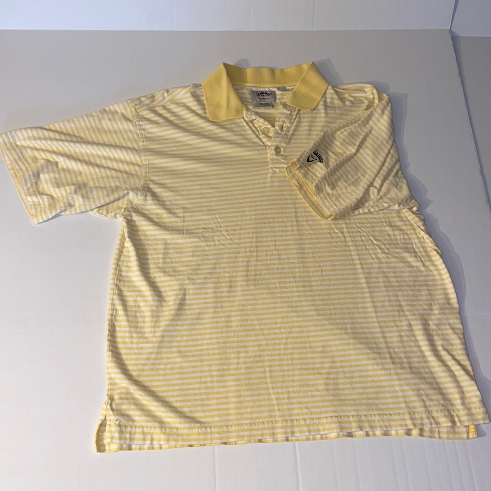 Callaway Golf Men’s Yellow and White Large Short Sleeve Polo Shirt